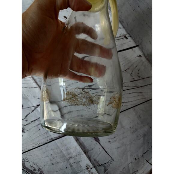 Log Cabin Syrup Pitcher Glass Bottle Eagle Brown Yellow Vintage Kitchen - Picture 4 of 7